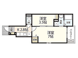フィデール庚午 2Kの間取図画像
