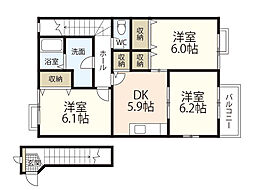 レッドローズ 3DKの間取図画像