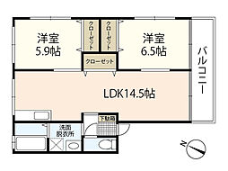 レトア上平良B 2LDKの間取図画像