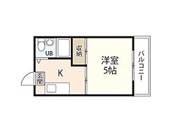 すまいる楽々園 1Kの間取図画像