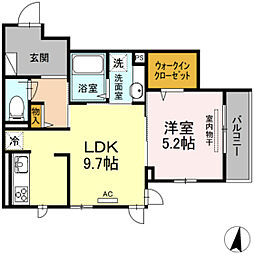 グランテリア楽々園S 1LDKの間取図画像