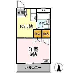 コートハウス坪井 1Kの間取図画像