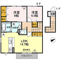 パストラル 2LDKの間取図画像