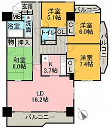 シャルマン古江 4LDKの間取図画像