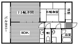 ル・クレール三篠 2LDKの間取図画像
