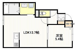(仮称)八幡5丁目アパート 1LDKの間取図画像
