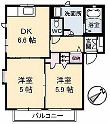 グランバリエ・森 2DKの間取図画像