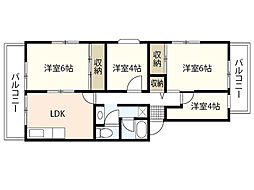 UR都市機構鈴が峰第5団地6号棟 4DKの間取図画像