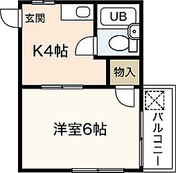 ステータス舟入11 1Kの間取図画像