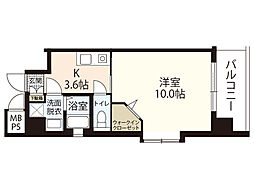 グラビスコート十日市 1Kの間取図画像