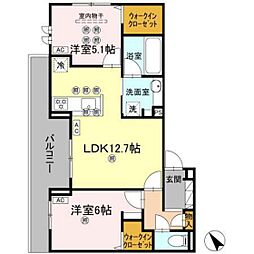 タウン庚午北 2LDKの間取図画像