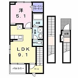 メゾン・セレニテ C 1LDKの間取図画像