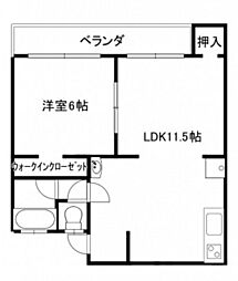 細田山ビル 1LDKの間取図画像
