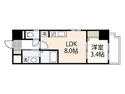 月光幟町壱番館 1LDKの間取図画像