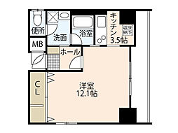 プレシャスK.H ワンルームの間取図画像