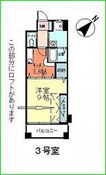 ピアチェーレ舟入 1DKの間取図画像