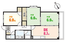 倉西ビル 3DKの間取図画像