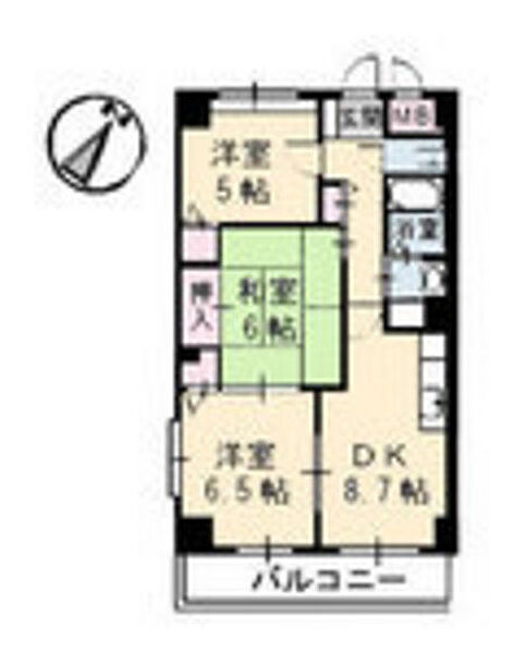 広島県呉市焼山中央2丁目(賃貸マンション3DK・3階・60.00㎡)の写真 その2