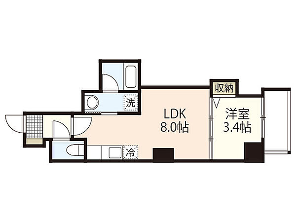 広島県広島市中区住吉町(賃貸マンション1LDK・1階・27.89㎡)の写真 その2