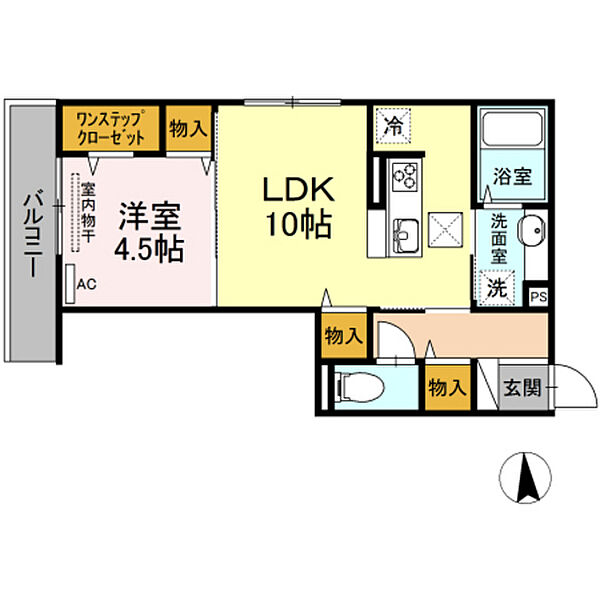 広島県東広島市西条町吉行(賃貸アパート1LDK・1階・39.45㎡)の写真 その2