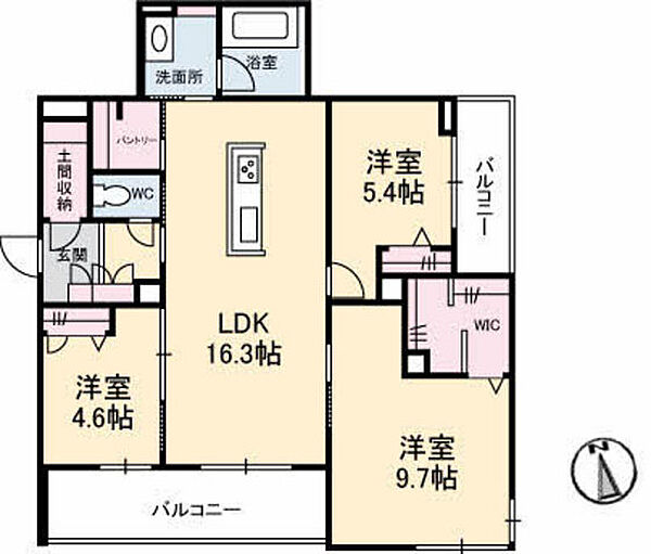 広島県広島市安佐南区西原8丁目(賃貸マンション3LDK・3階・83.43㎡)の写真 その2