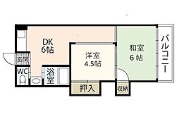 寺西ビル 3階2DKの間取り