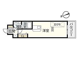 JR山陽本線 広島駅 徒歩26分の賃貸マンション 2階ワンルームの間取り