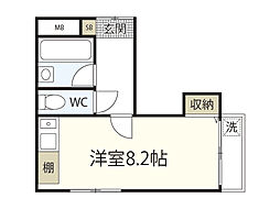 メゾン西旭 4階ワンルームの間取り