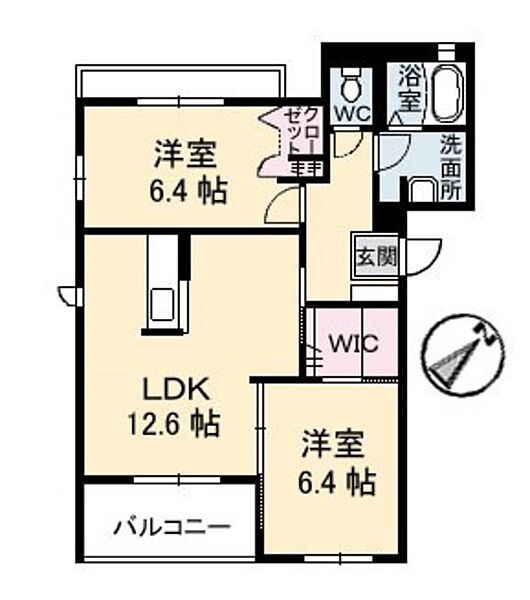 広島県広島市安佐南区山本7丁目(賃貸アパート2LDK・2階・61.28㎡)の写真 その2