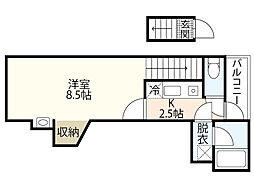 Ｍ　Ｔｅｒｒａｃｅ藤垂園　参番館 2階1Kの間取り