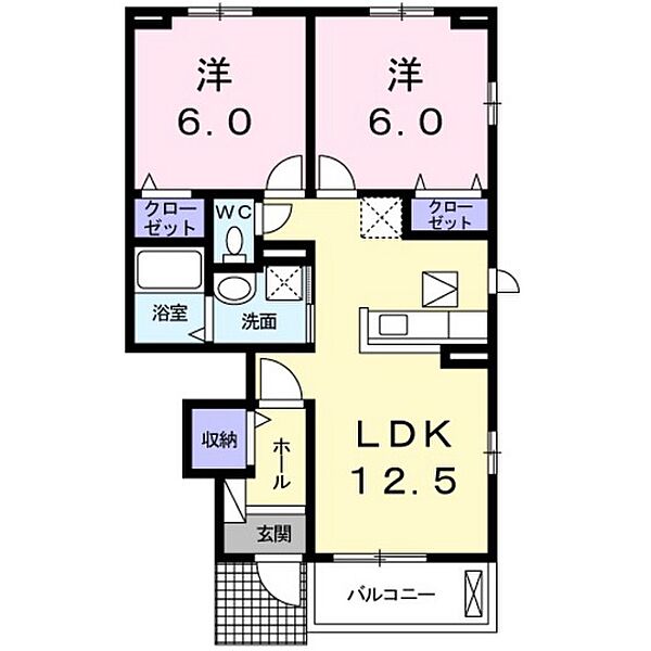 広島県広島市佐伯区利松2丁目(賃貸アパート2LDK・1階・55.23㎡)の写真 その2