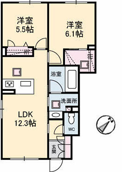 広島県広島市佐伯区三宅4丁目(賃貸アパート2LDK・1階・54.36㎡)の写真 その2