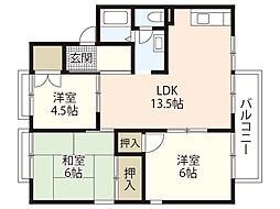 セジュールなごみ 1階3LDKの間取り