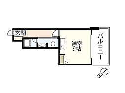 ALIVIO 3階ワンルームの間取り