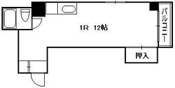 メゾン寿々屋 2階ワンルームの間取り