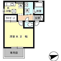 パラッツオIII 1階1Kの間取り