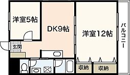 シティハウスおがわ 2DKの間取図画像