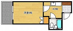 かみむらビル 3階1Kの間取り