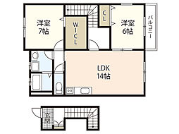 K&M海田東コーポ 2階2SLDKの間取り