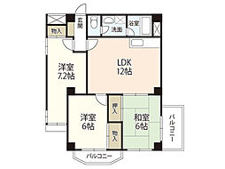 第2古江グリーンハイツ 3階3LDKの間取り