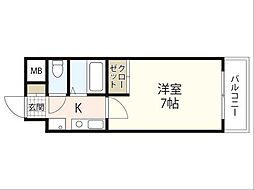 アイビル 4階1Kの間取り