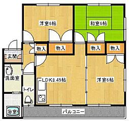 ファミーユ東本浦 2階3LDKの間取り