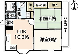 グリーンシティ串戸 3階2LDKの間取り