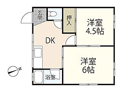竹田ビル 2DKの間取図画像