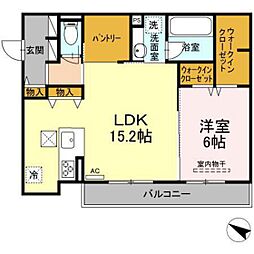 Ｂｒｉｇｈｔｅｓｔ船越 1階1LDKの間取り