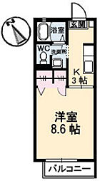 アヴァンティ東本浦 2階1Kの間取り