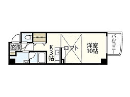 鉄砲町　原田ビル 8階ワンルームの間取り