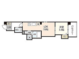 グレース十日市 11階1LDKの間取り