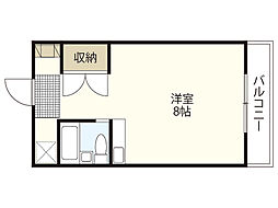 メルクマール宇品 2階ワンルームの間取り