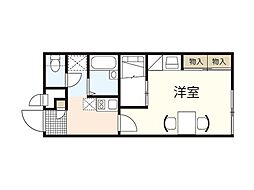 レオパレスアクシス 1階1Kの間取り